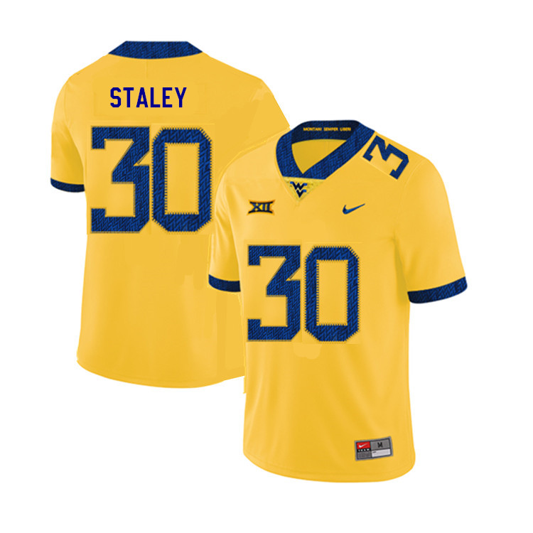 2019 Men #30 Evan Staley West Virginia Mountaineers College Football Jerseys Sale-Yellow